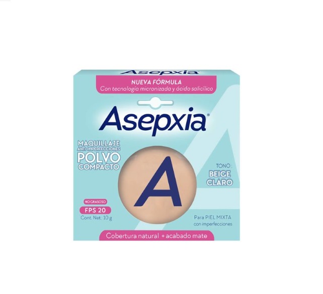 ASEPXIA MAQUILLAJE POLVO COMPACTO BEIGE CLARO FPS 20 X 10 GR
