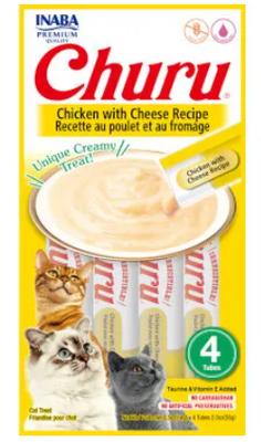 CHURU GATOS SABOR POLLO CON QUESO (AMARILLO) X 4 UNID (VET)