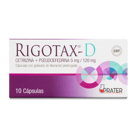 RIGOTAX D X 10 COMP LIB PROLONGADA (CETIRIZINA/PSEUDOEFEDRINA)