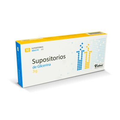 SUPOSITORIO GLICERINA 3,0 GR ADULTO 1/1 VALMA X 10 UNID (GENER)
