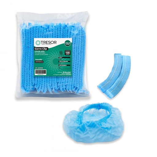 GORRO CLIP AZUL TAMAÑO UNIVERSAL X 100 UNID TRESOR