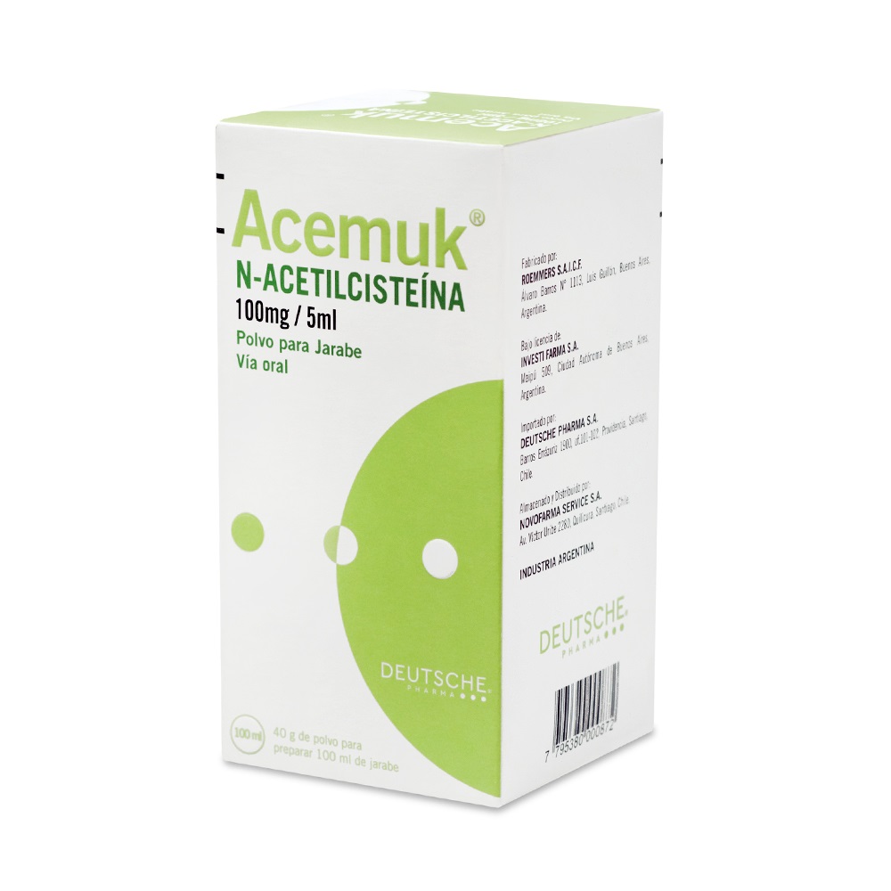 ACEMUK JARABE 100 MG/5 ML X 100 ML (ACETILCISTEINA)