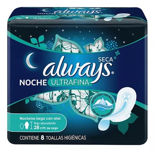 ALWAYS TOALLA ULTRAFINA SECA NOCTURNA C/ ALAS X 8  UNID