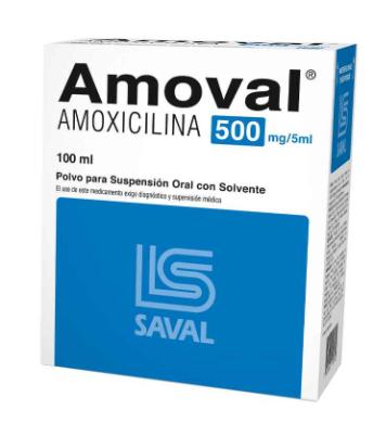 AMOVAL JARABE 500 MG/5 ML X 100 ML (AMOXICILINA)