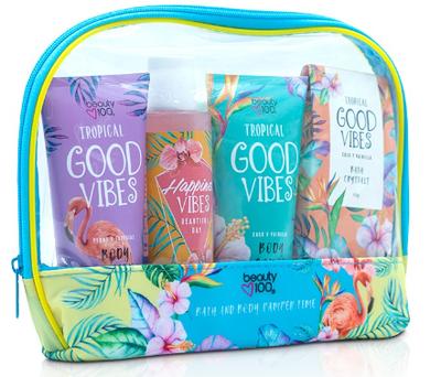 B100 TROPICAL COLLECTION BODY LOCION + EXFOLIANTE + SHOWER + SALES DE BAÑO