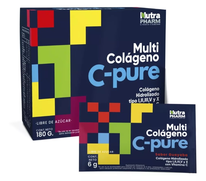 C-PURE MULTICOLAGENO X 30 SACHETS NUTRAPHARM fecha de vencimiento 2026