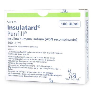 CENABAST INSULINA NPH INSULATARD PENFILL 100 UI/ML 3 ML X 5 UNID (REFR:REQUIERE CADENA DE FRIO)
