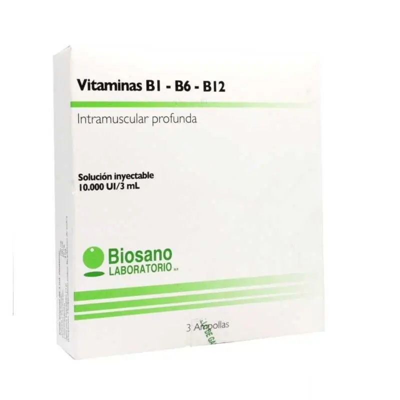 CENABAST VITAMINA B1 B6 B12 INYECT BIOSANO X 3 AMP (GENER)