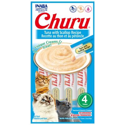CHURU GATOS SABOR ATUN CON OSTIONES (CELESTE) X 4 UNID (VET)