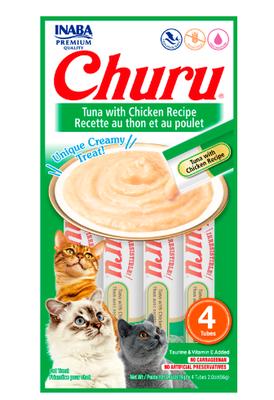 CHURU GATOS SABOR ATUN CON POLLO (VERDE) X 4 UNID (VET)