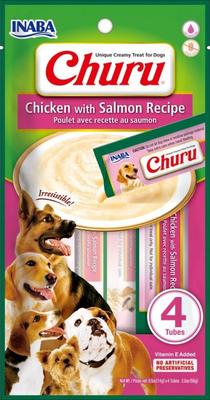 CHURU PERROS SABOR POLLO CON SALMON (ROSADO) X 4 UNID (VET)