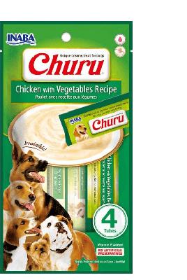 CHURU PERROS SABOR POLLO CON VEGETALES (VERDE) X 4 UNID (VET)