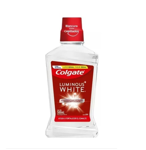 COLGATE ENJUAGUE LUMINOUS WHITE X 500 ML