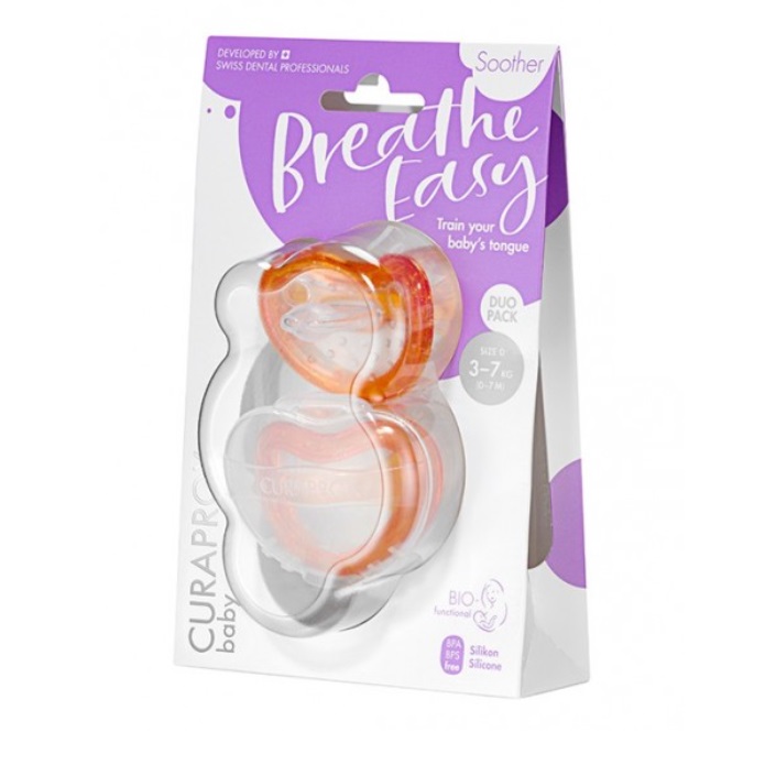 CURAPROX BABY CHUPETE NARANJA TALLA 0 DUOPACK 3 A 7 KG