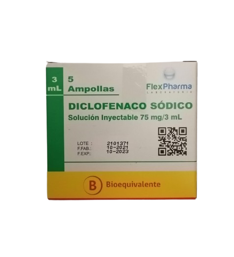 DICLOFENACO INYECT 75 MG /3 ML FLEXPHARMA X 5 AMPOLLAS (GENER) (PTM)