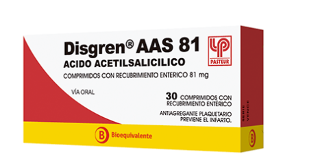 DISGREN AAS 81 MG X 30 COMP (AC. ACETILSALICILICO)