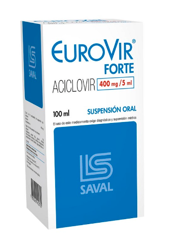 EUROVIR FORTE JARABE 400 MG/5 ML POLVO X 100 ML (ACICLOVIR)***