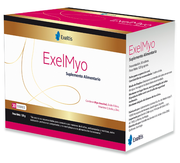 EXELMYO POLVO 120 GR X 30 SOBRES (MYOINOSITOL/FOLICO/VIT D3/ YODO/ZINC)