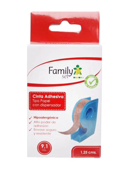 FAMILY SET CINTA ADH. PAPEL COLOR PIEL 1.25 CM C/DISP X 9.1 MT