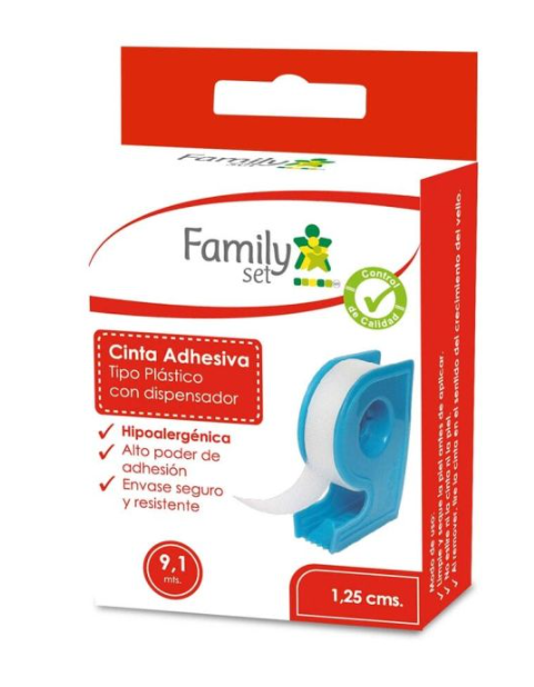 FAMILY SET CINTA ADH. PLASTICA 1,25 CM C/DISP. X 9,1 MT