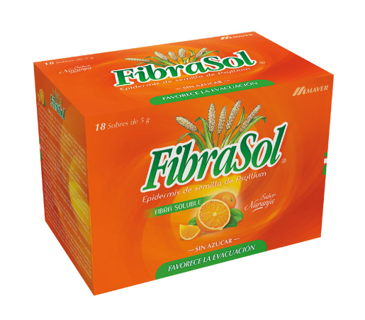FIBRASOL POLVO NARANJA 5 GR X 18 SOBRES (PSYLLIUM)