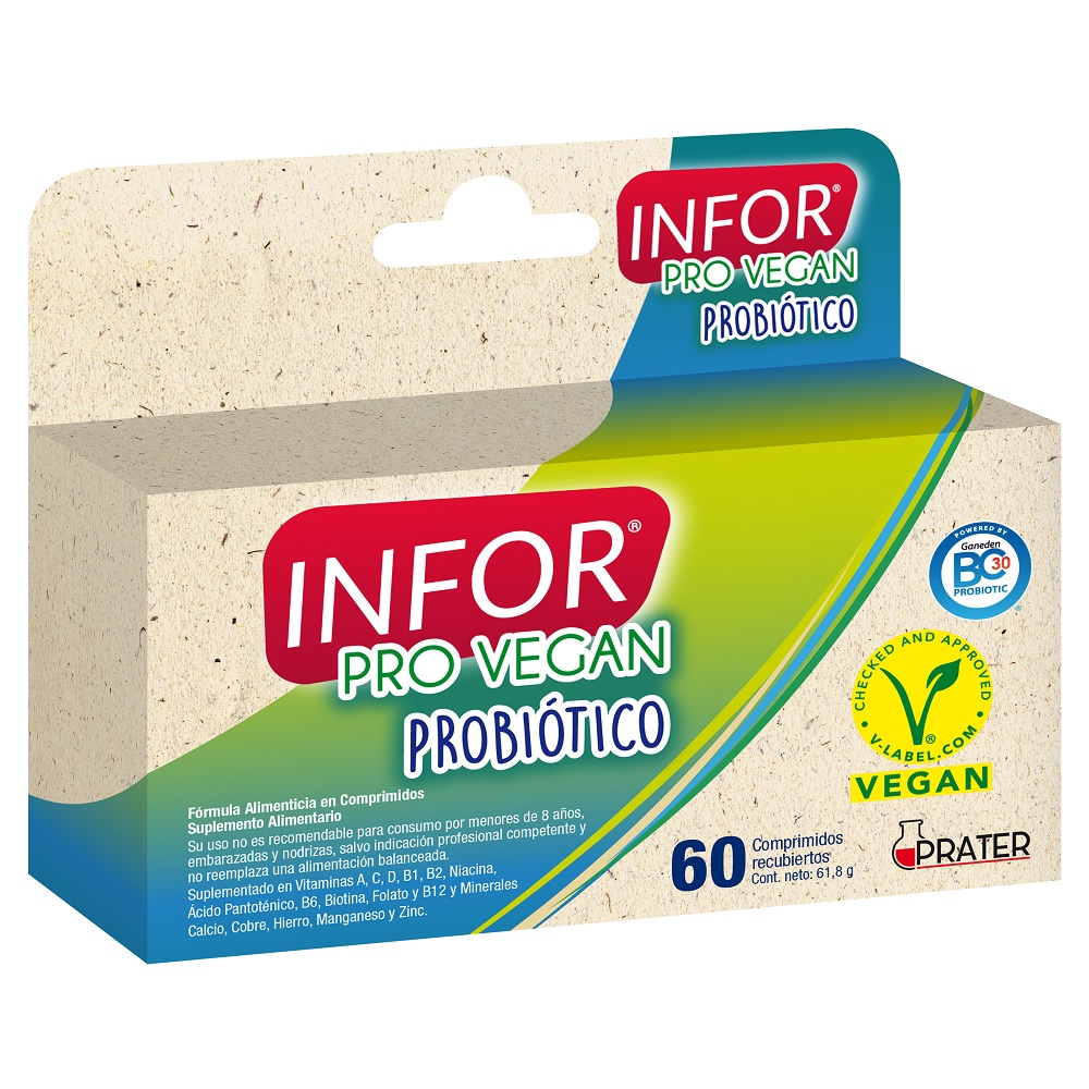INFOR PRO VEGAN PROBIOTICO X 60 COMP (PROBIOTICOS/VITAMINAS/MINERALES)