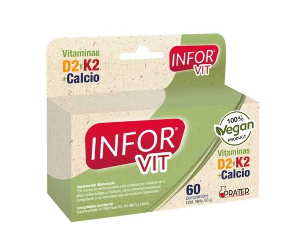 INFOR VIT D2, K2 Y CALCIO VEGANO X 60 COMP***