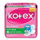 KOTEX TOALLA NORMAL TELA CON ALAS EXTRA SUAVE X 8 UNID