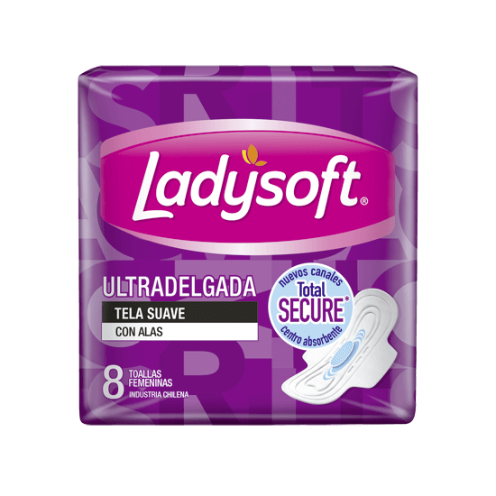 LADYSOFT TOALLA ULTRA DELGADA TELA SUAVE C/A X 8 UNID