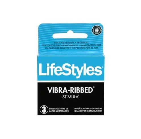 LIFESTYLES PRESERVATIVOS STIMULA VIBRA RIBBED  X   3 UNID