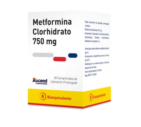METFORMINA  750 MG LIB PROLONG ASCEND X 30 COMP (GENER)