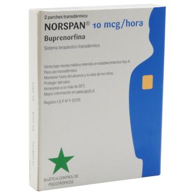 NORSPAN SISTEMA TRANSDERMIC. 10 MCG/ HORA X 2 PARCHES (BUPRENORFINA) (PSICO)