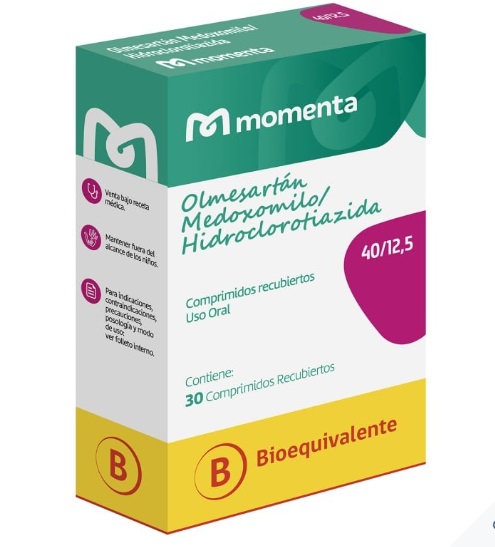 OLMESARTAN MEDOXOMILO/HIDROCLOROTIAZIDA 40/12,5 MG EUROFARMA MOMENTA X 30 COMP (GENER)