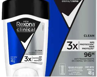 REXONA CLINICAL MEN CLEAN 96 H X48 GR (AZUL)