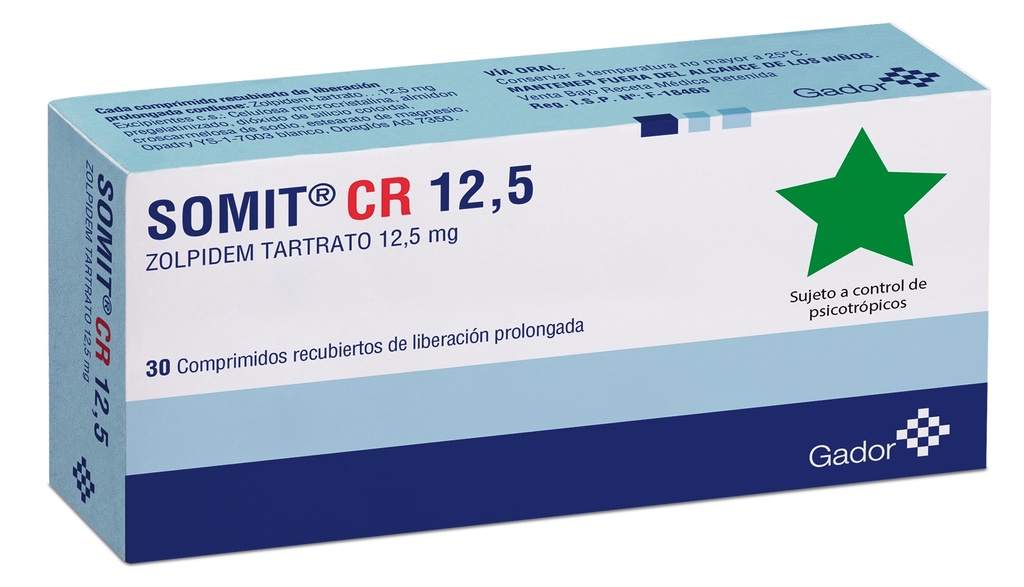 SOMIT CR 12.5 MG X 30 COMP LIB PROLONGADA (ZOLPIDEM)(PSICO)