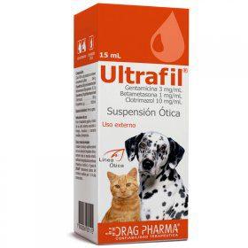 ULTRAFIL GOTAS OTICAS X 15 ML (GENTAMICINA/BETAMETASONA/CLOTRIMAZOL)(VET) ***