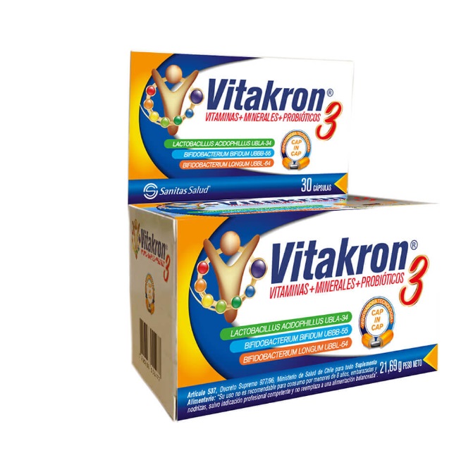 VITAKRON 3 MULTIVITAMINICO PROBIOTICOS A-Z X 30 CAPS***