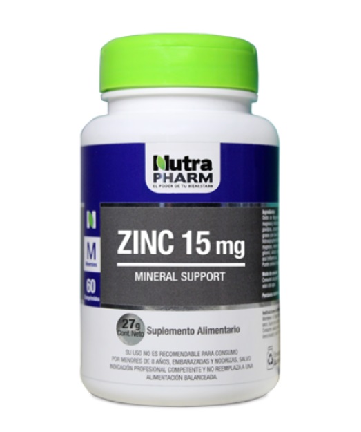 ZINC 15 MG X 60 COMP NUTRAPHARM