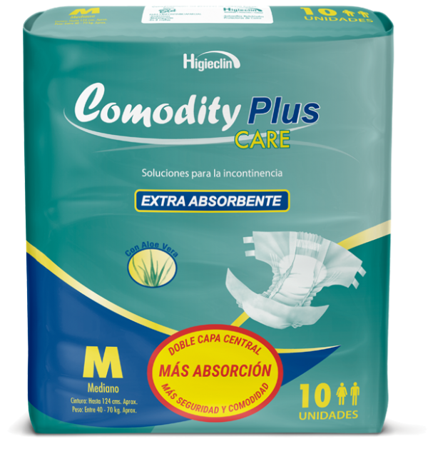 COMODITY PAÑAL ADULTO PLUS CARE TALLA  M X 10 UNID