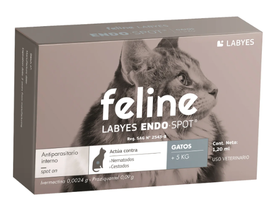 FELINE LABYES ENDOSPOT GATOS +5 KG INTERNA/EXTERNA (IVERMECTINA/PRAZIQUANTEL)
