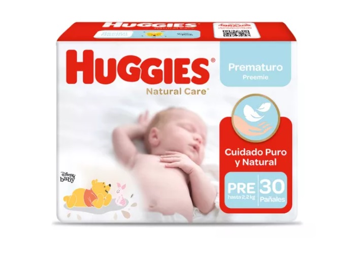 HUGGIES PAÑAL NATURAL CARE PREMATURO X 30 UNID