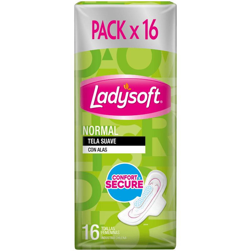 LADYSOFT TOALLA NORMAL TELA SUAVE  CON ALAS X 16