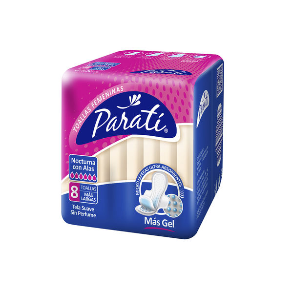 PARATI TOALLA NOCTURNA CON ALAS (MAS LARGAS) X 8 UNID