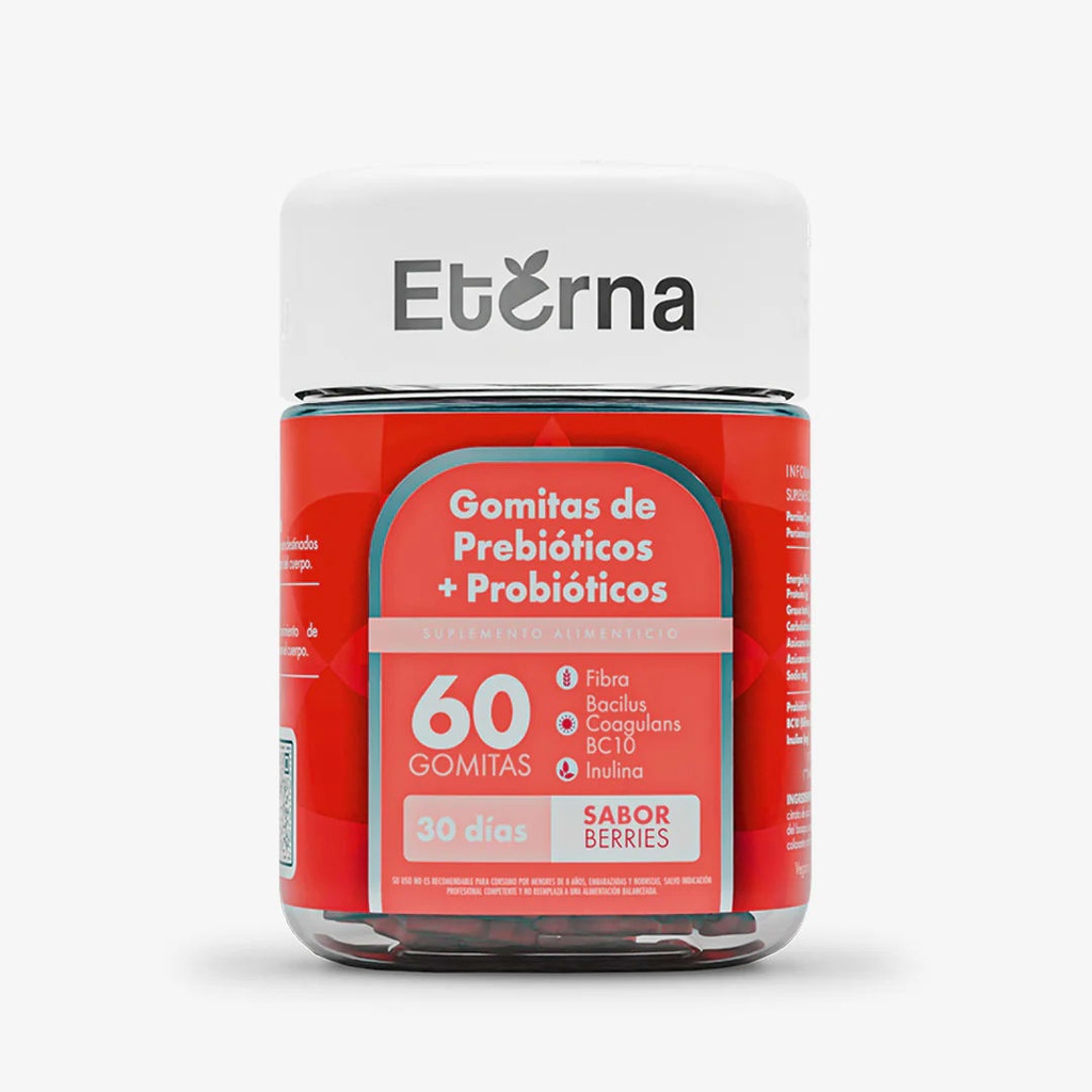 ETERNA PREBIOTICOS + PROBIOTICOS X 60 GOMITAS (FIBRA BACILUS/COAGULANS BC10/INULINA)