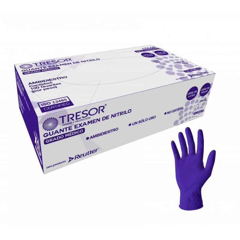 GUANTE NITRILO AZUL TRESOR TALLA L X 100 UNID