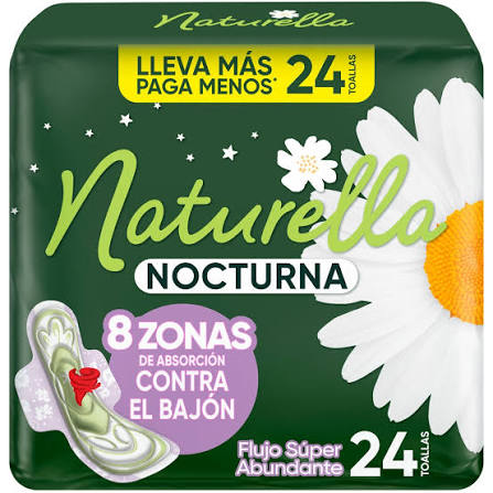 NATURELLA TOALLA NOCTURNA FLUJO SUPER ABUNDANTE CON ALAS X 24 UNID