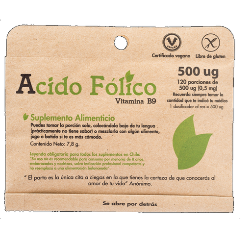 [9782150965100] ACIDO FOLICO 500 UG X 120 PORCIONES (DULZURA NATURAL)