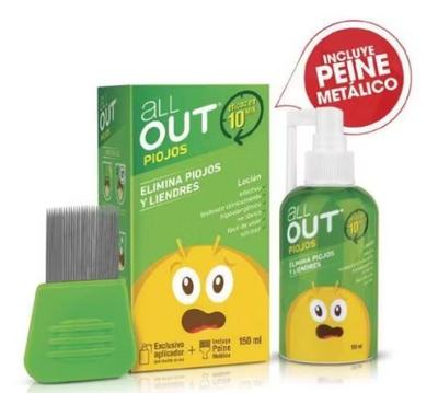 [904911] ALL OUT PIOJOS PEDICULICIDA LOCION X 150 ML C/PEINE (DICOMETICONA/CICLOMETICON)