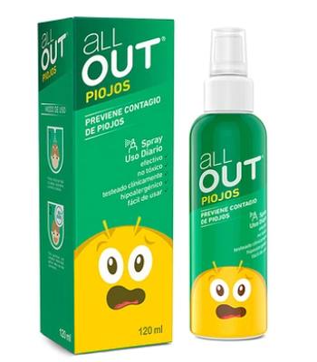 [904912] ALL OUT PIOJOS SPRAY PREVENCION PEDICULICIDA X 120 ML (PEG 40)