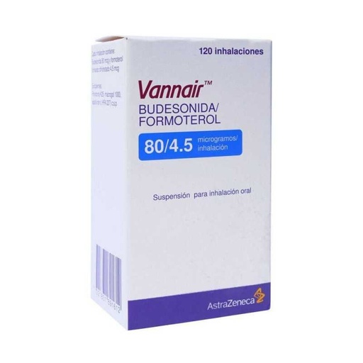 [7321831691612] CENABAST BUDESONIDA/FORMOTEROL INHALADOR  80/4,5 X 120 DOSIS (VANNAIR 80/04.5) -OFERTA POR PRONTO VENCE-
